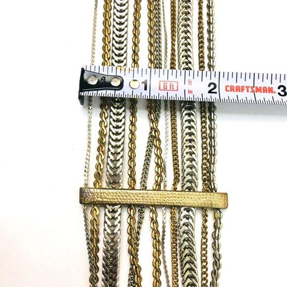 Vintage 90’s Heavy Multi Chain Gold & Silver Tone 44 Inch Link Statement Belt - Picture 7 of 9